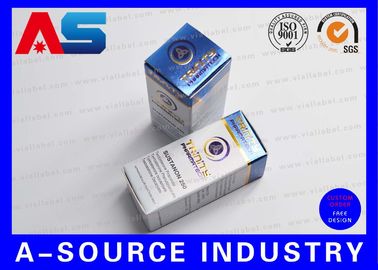 Modifique la impresión ULTRAVIOLETA grabada en relieve de Matt para requisitos particulares del color azul metálico de la hoja de oro de las cajas del frasco del cartón 10ml