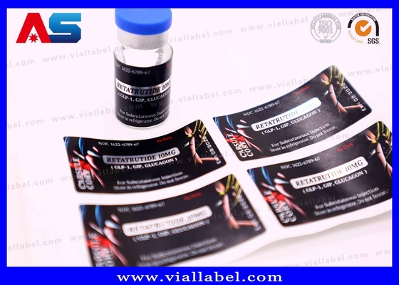 Etiqueta del vial de péptidos personalizado de adhesivo fuerte con adhesivos de aceites inyectables para retatrutida